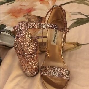 Steve Madden Carson Glitter Heels Pink Rose Gold